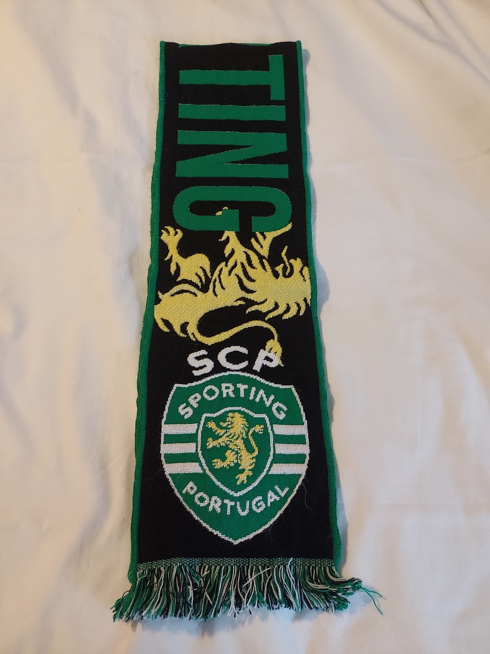 Sporting CP Official Lisbon Soccer Fan Scarf - Green & Black Knit (Official Prod